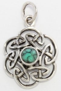 Anhänger Nuada Keltischer Knoten mit Türkis Silber