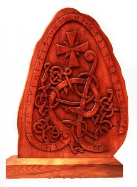 Midgardschlange Runenstein aus Holz