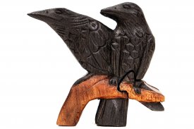 Schmuckdose HUGIN & MUNIN 12 cm Odins Raben-Brüder Handarbeit aus Holz