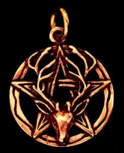 Bronzeanhänger Pentagramm und Hirsch