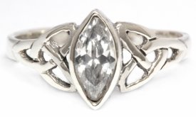 Ring Rigani Celtic Trinity Weißer Kristall Silber