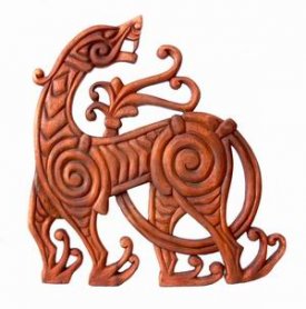 Wikinger Wandbild Drache Viking Spirals aus Holz