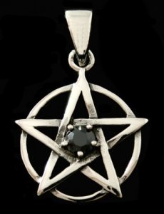 Anhänger Pentagramm mit schwarzem Stein Silber
