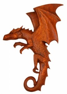 Wandbild Dracus Drache linksschauend aus Holz