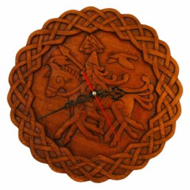 Odin auf Sleipnir Uhr aus Holz