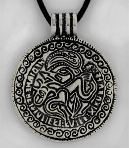 Silberanhänger Brakteat - Odin auf Sleipnir