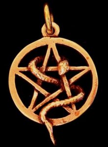 Bronzeanhänger Pentagramm und Schlange