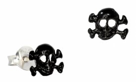 Ohrstecker Skull & Bones schwarz Silber