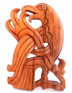 Wandbild Wikinger Greifvogel aus Holz linksschauend