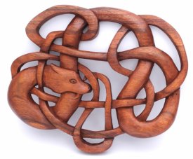 Drache Lucania mit keltischem Knoten aus Holz
