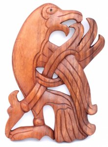 Wandbild Wikinger Greifvogel aus Holz rechtsschauend