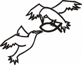 Aufkleber Raben mit Fisch 2