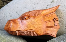 Zauberdose Drachenkopf aus Holz