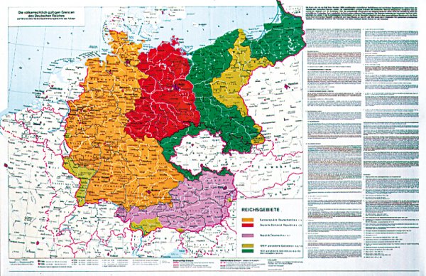 Karte "Deutsche Reichsgebiete - Die völkerrechtlich gültigen Grenzen des Deutschen Reiches"