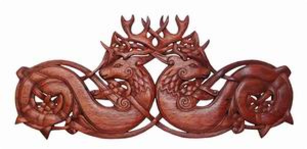Wandbild Keltische Hirsche aus Holz