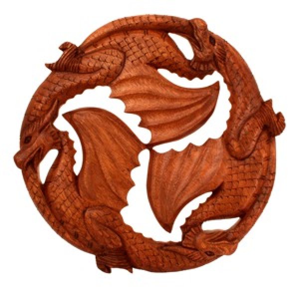 Wandbild Drachen Triskele aus Holz