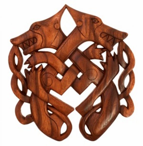 Wandbild Odins Wölfe aus Holz