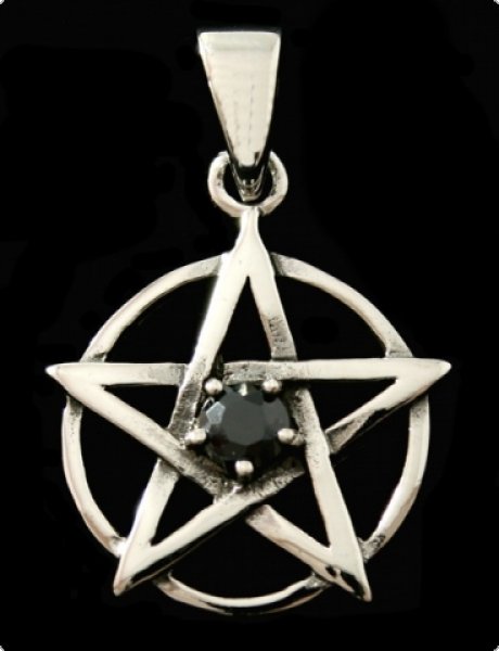 Anhänger Pentagramm mit schwarzem Stein Silber