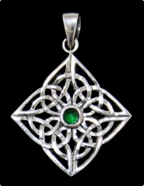 Anhänger Albwin Keltische Erde Grüner Kristall Silber