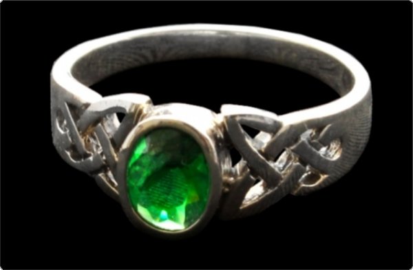 Ring Celtic Nalia Grüner Kristall Silber