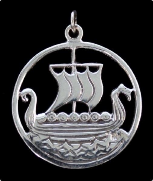 Wikingeranhänger Svold Drachenschiff groß Silber