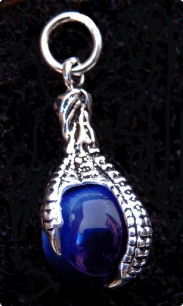 Silberamulett Drachenkralle mit blauer Kugel