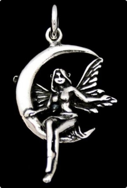 Schmuckanhänger Elfe Aliana mit Mondsichel Silber
