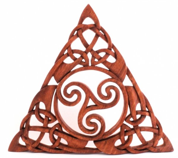 Wandbild Keltische Triskele Bradana aus Holz