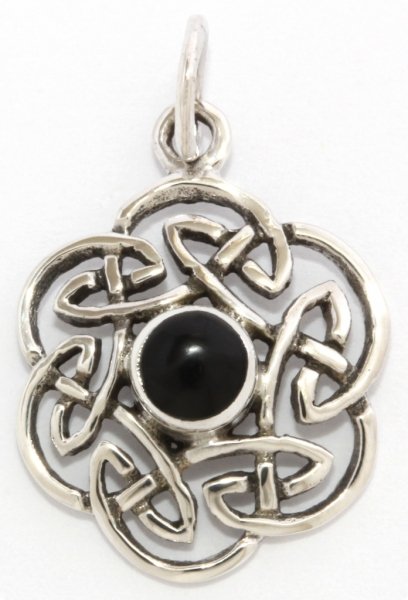 Anhänger Nuada Keltischer Knoten mit Onyx Silber