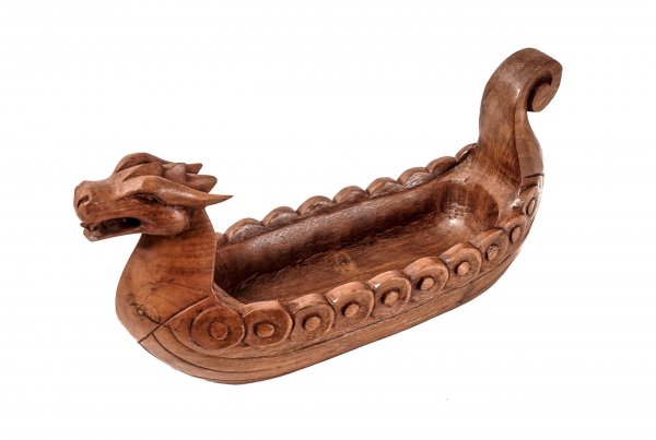 Wikinger Holzschale ~ HAWK ~ 40 cm - Vikings Drachenschiff Vorraumschale - Handarbeit